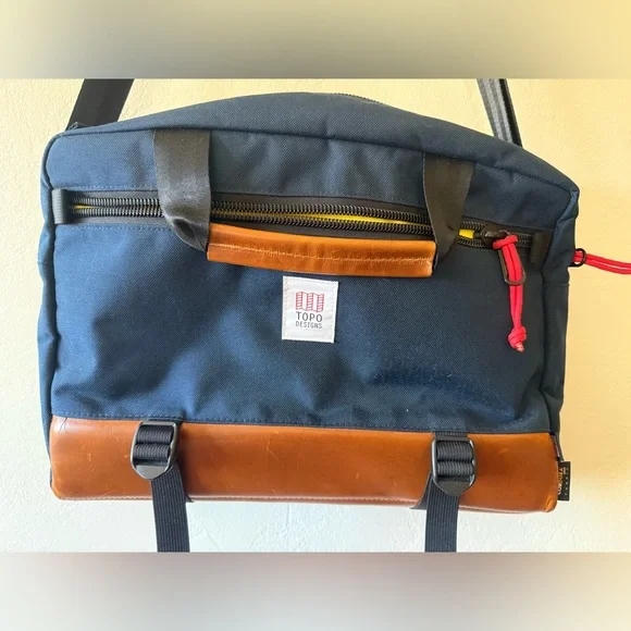 Topo Designs Commuter Briefcase - Navy/Brown Leather - Picture 4 of 10